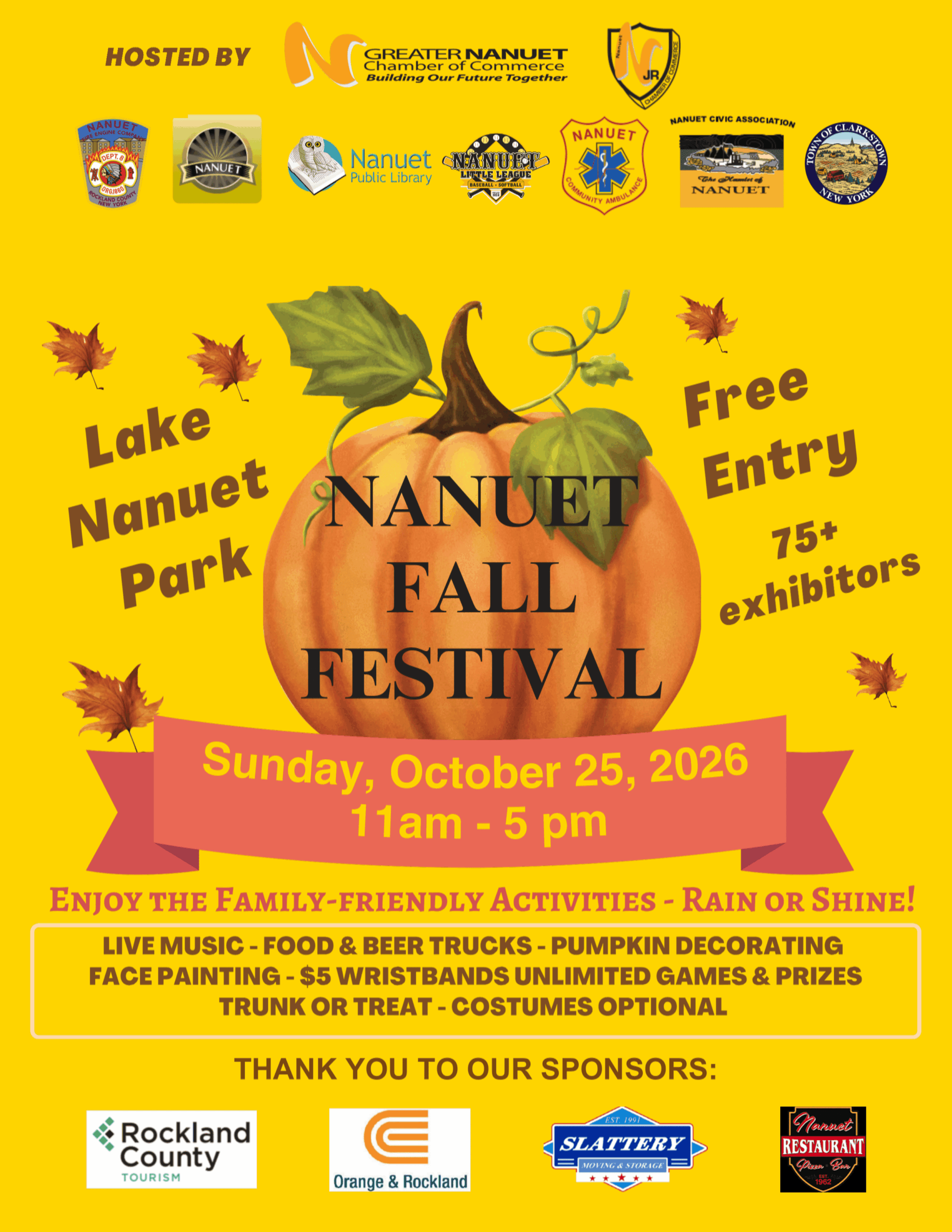 Nanuet Fall Festival Flyer 2026 with sponsors Ed3